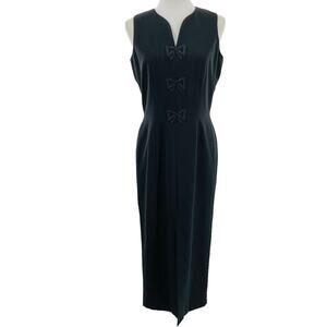 Marianna Black Beaded Bow Sleeveless Mother of the Bride Formal Long Dress Sz 8